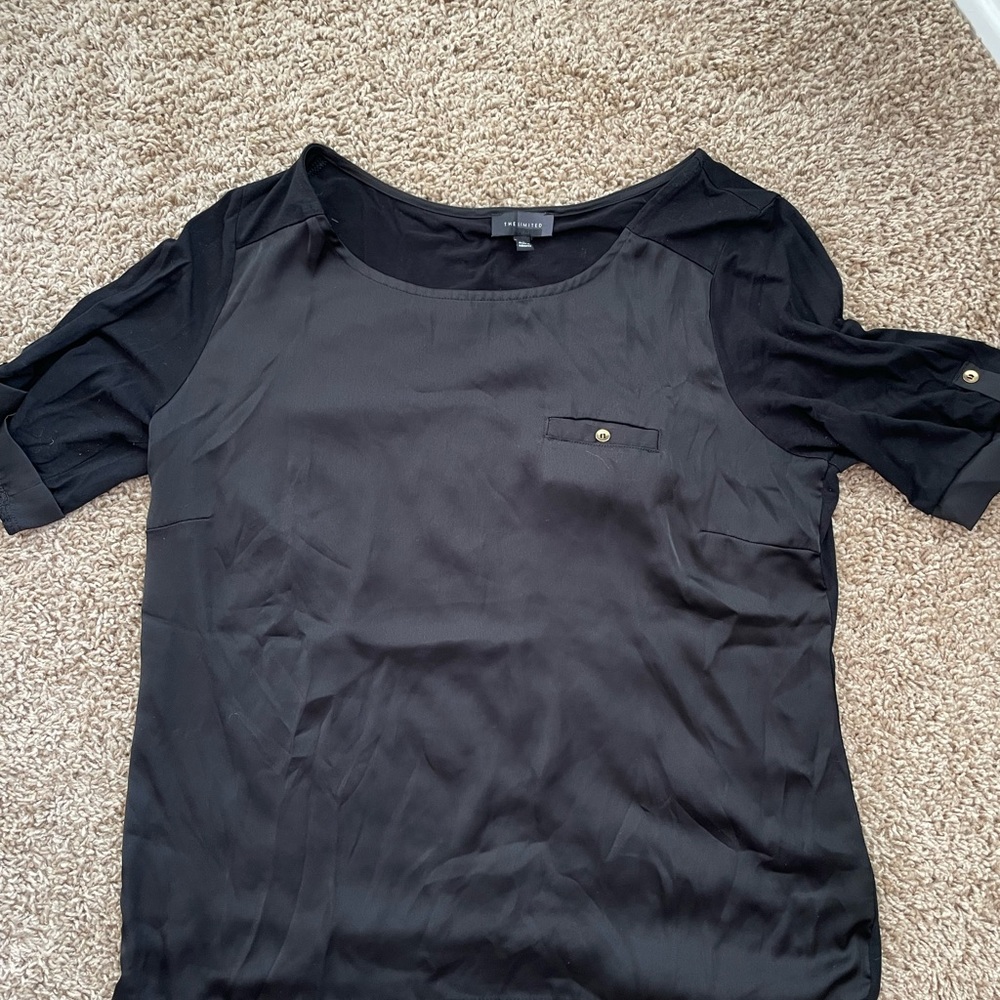 The Limited Black top with button accents